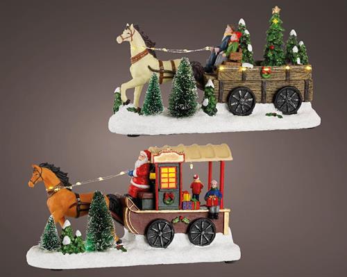 VILLAGGIO DI NATALE CARROZZA NATALIZIA CON LUCI E MOVIMENTO