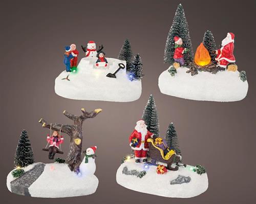 VILLAGGIO DI NATALE SCENE CON LED 4 ASS