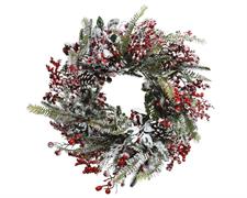 FUORIPORTA 13X40X40 CM INNEVATO DECORATO CON BACCHE ROSSE