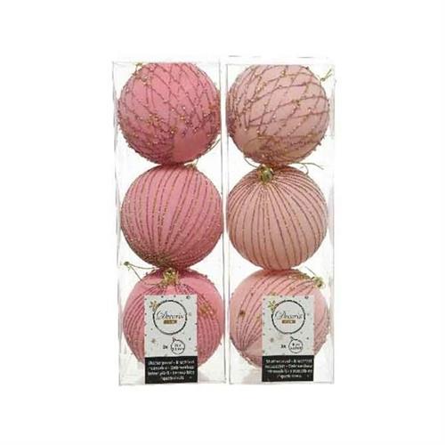 PALLINE ROSA CHIARO E SCURO DA 3 PZ 8 CM