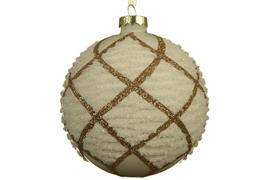 PALLINA DI NATALE AVORIO E ORO 10 CM