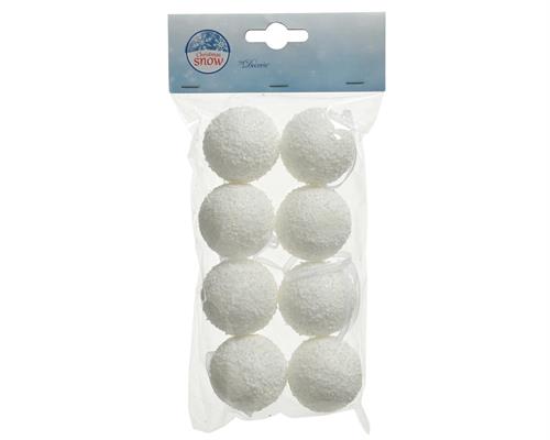 PALLINE DI NATALE POLISTEROLO BIANCO INNEVATE 4 CM 8 PZ
