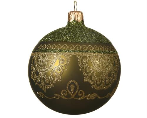 PALLINA VERDE CON DECO ORO 8 CM