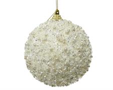 PALLINA DI NATALE AVORIO GLITTERATA 8 CM