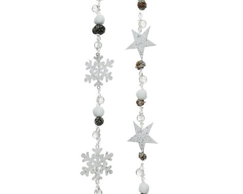 PENDENTE DECORATIVO DA 100 CM BIANCO CON PIGNE E GHIACCIO