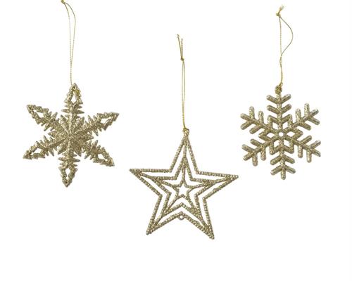 PENDENTE STELLA/FIOCCO DI NEVE ORO 3 ASS