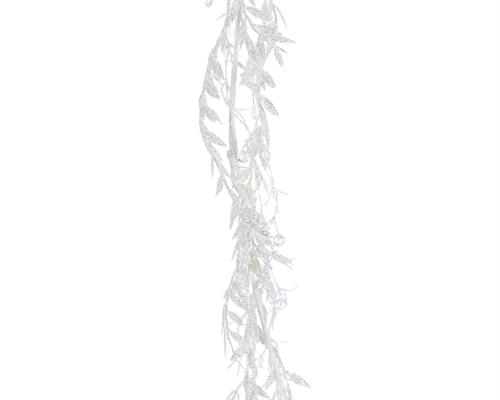 GHIRLANDA NATALIZIA FELCE BIANCA GLITTERATA IRIDESCENTE 10X30 CM