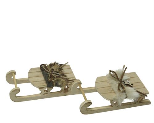 SLITTA LEGNO CON PELLICCIA