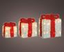 PACCHI REGALO LUMINOSI SET 3 PZ BIANCHI CON FIOCCO ROSSO