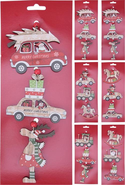 DECORAZIONI IN LEGNO DA APPENDERE 3 PZ