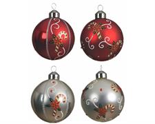 PALLINA DI NATALE ROSSO/ARGENTO DECORO CANDY CANE