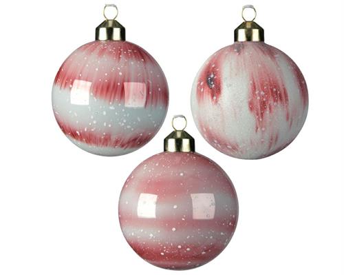 PALLINA DI NATALE 8CM BIANCO/ROSA