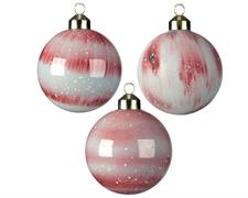 PALLINA DI NATALE 8CM BIANCO/ROSA