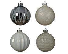 PALLINA DI NATALE 8CM BIANCO/ARGENTO