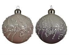 PALLINA DI NATALE 8CM ROSA/VIOLA CON DECORO