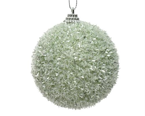PALLINA DI NATALE IN FOAM VERDE SALVIA EFFETTO GHIACCIO 8 CM