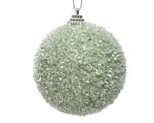 PALLINA DI NATALE IN FOAM VERDE SALVIA EFFETTO GHIACCIO 8 CM