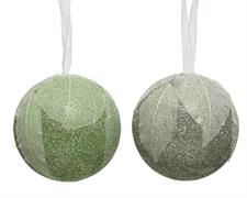 PALLINA DI NATALE DECORATA CON FOGLIE 8 CM