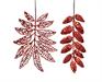 RAMETTO CON FOGLIE GLITTERATE E PAILLETTES ROSSO 20 CM