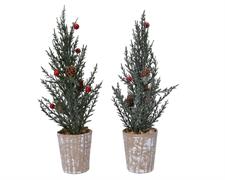 MINI ALBERO 28CM CON BACCHE E PIGNE