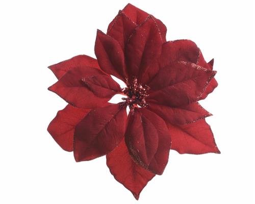 FIORE STELLA DI NATALE BORDEAUX CON CLIP D. 24CM