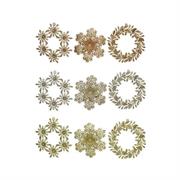 PENDENTI IN PLASTICA 14CM FIOCCO/STELLA/CORONA CHAMPAGNE/ORO/RAM