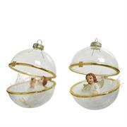 PALLINA DI NATALE 8CM TRASPARENTE CON ANGELO