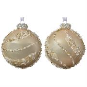 PALLINA DI NATALE 8CM CHAMPAGNE CON DECORI