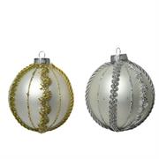PALLINA DI NATALE 8CM ARGENTO CON DECORI ORO/ARGENTO