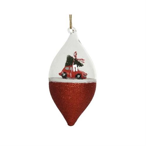 PENDENTE OLIVA 15CM ROSSA CON DECORO