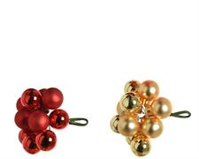 PALLINE DI NATALE A GRAPPOLO ORO-ROSSO 10 PZ