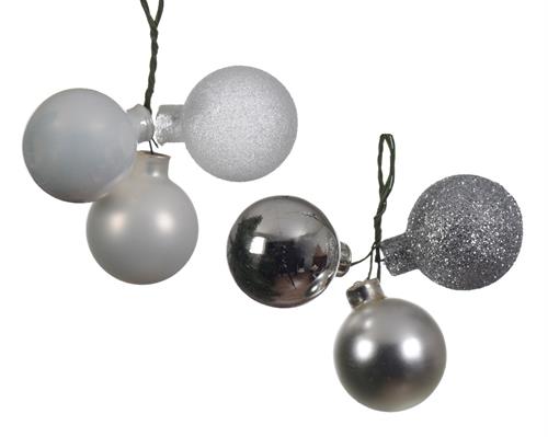 PALLINE DI NATALE A GRAPPOLO ARGENTO 3 PZ