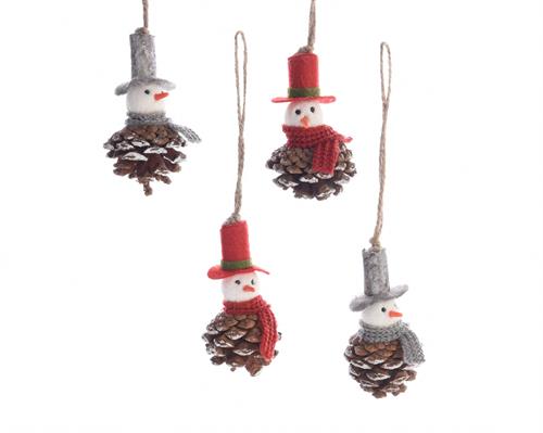 PENDENTE PIGNA CON PUPAZZO DI NEVE 4.5x4.5x8.5cm
