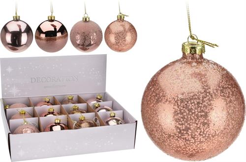 PALLINA DI NATALE IN VETRO ROSA GOLD 4 ASSORTITE