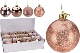 PALLINA DI NATALE IN VETRO ROSA GOLD 4 ASSORTITE