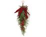 DECORAZIONE PENDENTE 65 CM CON BACCHE E FIOCCO ROSSO