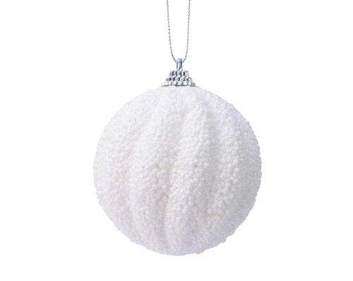 PALLINA DI NATALE IN FOAM BIANCO GLITTER 8 CM