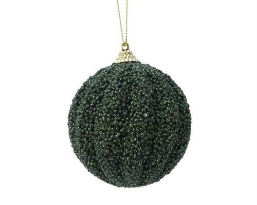 PALLINA 8 CM IN SCHIUMA GLITTERATA VERDE SCURO