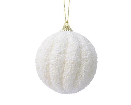 PALLINA DI NATALE IN FOAM AVORIO GLITTERATA 8 CM