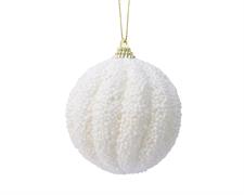 PALLINA DI NATALE IN FOAM AVORIO GLITTERATA 8 CM
