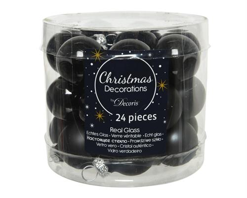 PALLINE DI NATALE NERE 2,5 CM CONFEZIONE 24 PZ