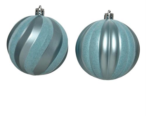 PALLINA DI NATALE CELESTE DECORI VELLUTATI 8 CM