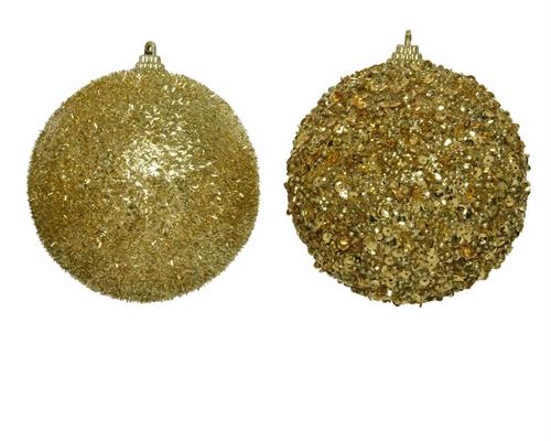 PALLINA DI NATALE ORO GLITTERATA 2 ASSORTITE 12 CM