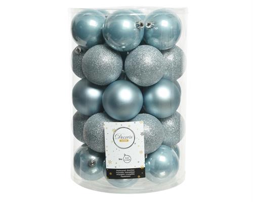 PALLINE DI NATALE CELESTI ASSORTITE 8 CM CONFEZIONE 34 PZ