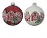 PALLINA DI NATALE BIANCO/ROSSO CON DECORO CASETTE