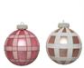 PALLINA DI NATALE IN VETRO ROSA QUADRETTATA