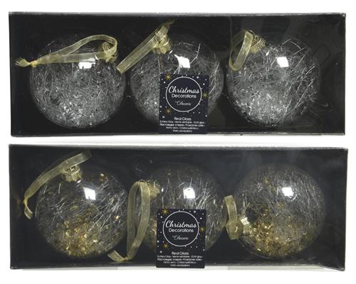 PALLINA DI NATALE VETRO TRASPARENTE ARGENTO/ORO