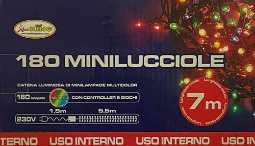 LUCI DI NATALE 180 MINILUCCIOLE MULTI/8G CAVO/V 7,4M INT/EST.