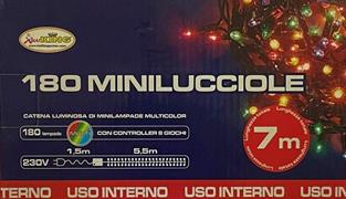LUCI DI NATALE 180 MINILUCCIOLE MULTI/8G CAVO/V 7,4M INT/EST.