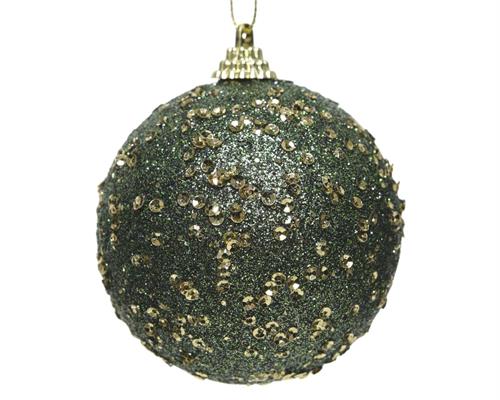 PALLINA NATALIZIA IN SCHIUMA VERDE 8CM CON PAILLETTES ORO